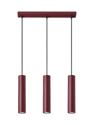Design Pendellampe „Lagos II“ 3-flammig Burgundrot Sollux Lighting