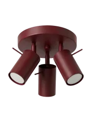 Runde Design Deckenlampe „Ring“ 3-flammig Burgundrot Sollux Lighting