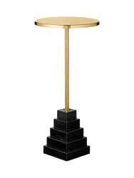 Marmor Design Beistelltisch & Blumensäule „Solum“ - Schwarz/Gold AYTM