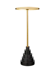 Marmor Design Beistelltisch & Blumensäule „Solum“ - Schwarz/Gold AYTM