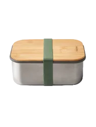 Grosse Premium Edelstahl Sandwich-Box „Blum“ 1250 ml black+blum