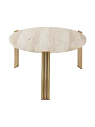 Marmor Design Beistell-/ Couchtisch „Tribus“ Gold/Travertin AYTM