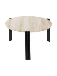 Marmor Design Beistell-/ Couchtisch „Tribus“ Schwarz/Travertin AYTM