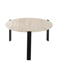 Marmor Design Beistell-/ Couchtisch „Tribus“ Schwarz/Travertin AYTM