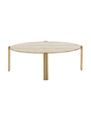 Marmor Design Beistell-/ Couchtisch „Tribus“ Gold/Travertin AYTM