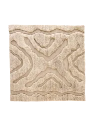 Handgewebter Design Teppich „Trondheim“ aus 100% Wolle Beige 400 x 400 cm VE DESIGN