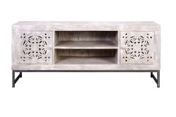 mutoni - TV-Lowboard Mykonos Mango vintage weiss 130, One Size, Multicolor