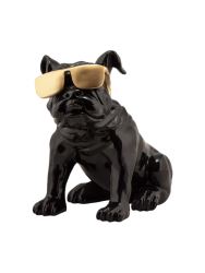 image LAND Skulptur Bulldogge mit Goldener Sonnenbrille Gelb | Schubiger Möbel