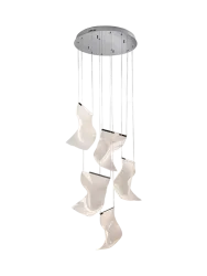 Grosse LED Design Hängelampe „Velos“, Silber Silber, Transparent Schuller
