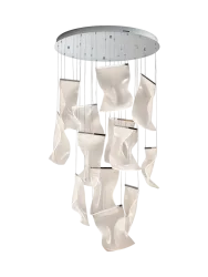 Grosse LED Design Hängelampe „Velos XL“ mit Fernbedienung Silber Schuller