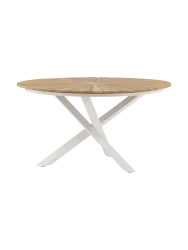 Gartentisch „Mexico“ aus Teakholz Ø 140 cm Weiss VE DESIGN