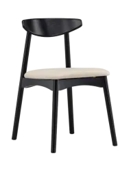 Stuhl 2er-Set Vasil Schwarz Holz/Polyester B 47 cm - Material: Eiche/Polyester - Stuhl 2er-Set