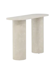 Ovale Design Konsole „Narvik“ 130 x 80 cm, Marmoroptik Beige Beige marmoriert VE DESIGN