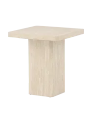 Design Beistelltisch „Qvart“ 50 x 50 cm Beige, Travertin Look VE DESIGN