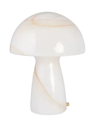 Design Tischlampe „Fungo Swirl“ aus mundgeblasenem Glas Beige, Weiss Small, Ø 16 x Höhe 20 cm Globen Lighting