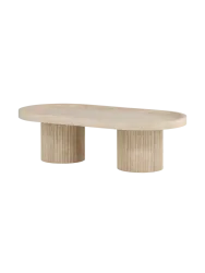 Ovaler Design Couchtisch „Krille“ 120 x 60 cm Beige VE DESIGN