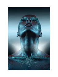 image LAND Digitaldruck Blaue Frau H: 120 cm Blau | Schubiger Möbel