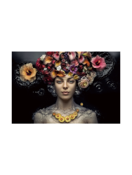 image LAND Digitaldruck auf Glas Damen mit Blumenperücke 80x120 cm  | Schubiger Möbel