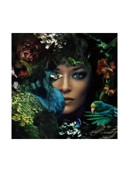 image LAND Digitaldruck auf Glas Die Lady und Der Pfau  | Schubiger Möbel