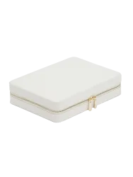 Grosse Echtleder Schmuckbox „Maria Large Zip Case“ Weiss WOLF