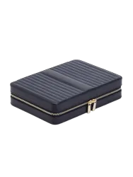 Grosse Echtleder Schmuckbox „Maria Large Zip Case“ Navy WOLF