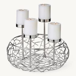 Hochwertiger Design Adventskranz „Milano Up“ - Edelstahl glänzend vernickelt EDZARD
