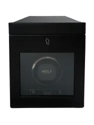 Uhrenbeweger „British Racing Single Watch Winder“ mit Aufbewahrungsfach Leder Schwarz WOLF