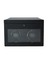 Uhrenbeweger „British Racing Double Watch Winder“ mit Reise-Etui Leder Schwarz WOLF