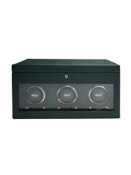Uhrenbeweger „British Racing Triple Watch Winder“ mit Reise-Etui Leder Dunkelgrün WOLF