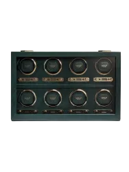 Uhrenbeweger „British Racing Watch Winder“ für 8 Armbanduhren Leder Dunkelgrün WOLF