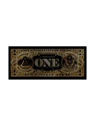 image LAND Digitaldruck auf Glas Ein-Dollar-Schein in Schwarz und Gold Gelb | Schubiger Möbel