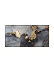 image LAND Digitaldruck auf Glas Abstrakt in Grau und Gold Gelb | Schubiger Möbel