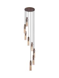 Dimmbare Design Pendellampe „Sweden II“, 8-flammig - Mocca/Amber Searchlight