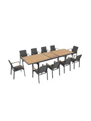 Grosses Premium Dining-Set „Nofi“ 10+1, mit Ausziehtisch Higold