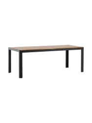 Gartentisch „Bois“ mit Akazien-Tischplatte, 205 x 90 cm Akazienholz Schwarz / Natural VE DESIGN