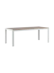 Gartentisch „Bois“ mit Akazien-Tischplatte, 205 x 90 cm Akazienholz Weiss / Natural VE DESIGN