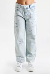 Only Kogcarly Dad Straight Fit Jeans - Light Blue Denim 140 Kids