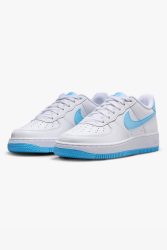 Nike Air Force 1 Sneaker - White + Aquarius Blue EU36.5 Kids
