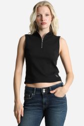 Calvin Klein Jeans Geripptes Crop Top - Black M Damen