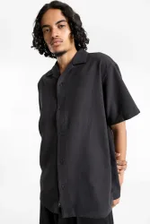 Jack & Jones JJGLOBAL Hemd aus Waffelstoff - Black M Herren