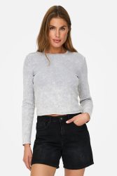 Only Viol Life Geripptes Langarmshirt - Light Grey Melange S Damen