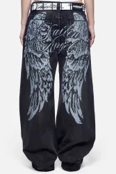 Minga London Fallen Angel Baggy Jeans - Black Washed 28 Damen
