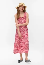 Vero Moda Girl VMMENNY Midikleid - White + Coral 146 Kids