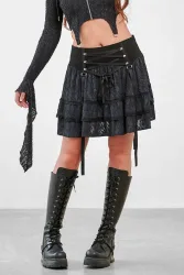 Banned Strukturierter Minirock - Black S Damen