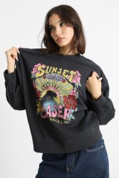 Roxy Lineup Oversize Sweatshirt - Washed Black M Damen