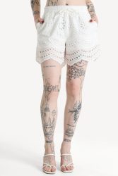 Only ONLKIM Stoffshorts mit Lochmuster - Cloud Dancer XS Damen