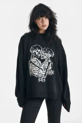 The Ragged Priest Everlasting Oversize Strickpullover - Black + Ecru M Damen