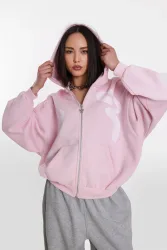 Felicious Oversize Kapuzensweatjacke - Blush Pink S Damen