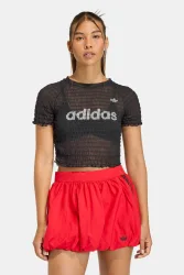 Adidas Originals Gesmoktes Crop T-Shirt - Black S Damen