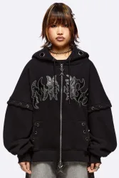 Minga London Threadeye Oversize Kapuzensweatjacke - Black L/XL Damen